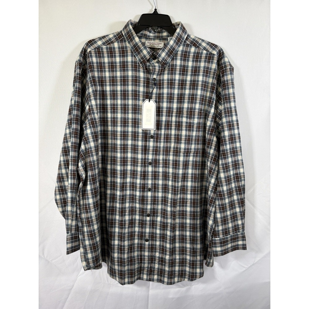 Roundtree & Yorke mens shirt size 2XB flannel‎ button up new with tags